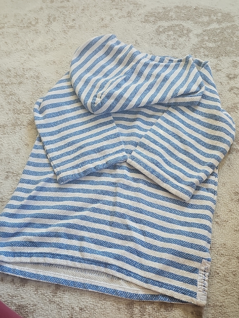 Blue and White Striped Hooded Coverup Towel